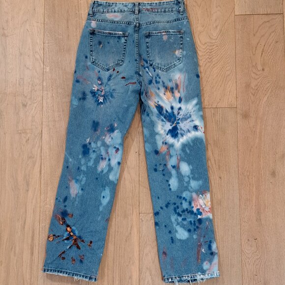 CUSTOM hand dyed and painted jeans - Picture 2 of 6